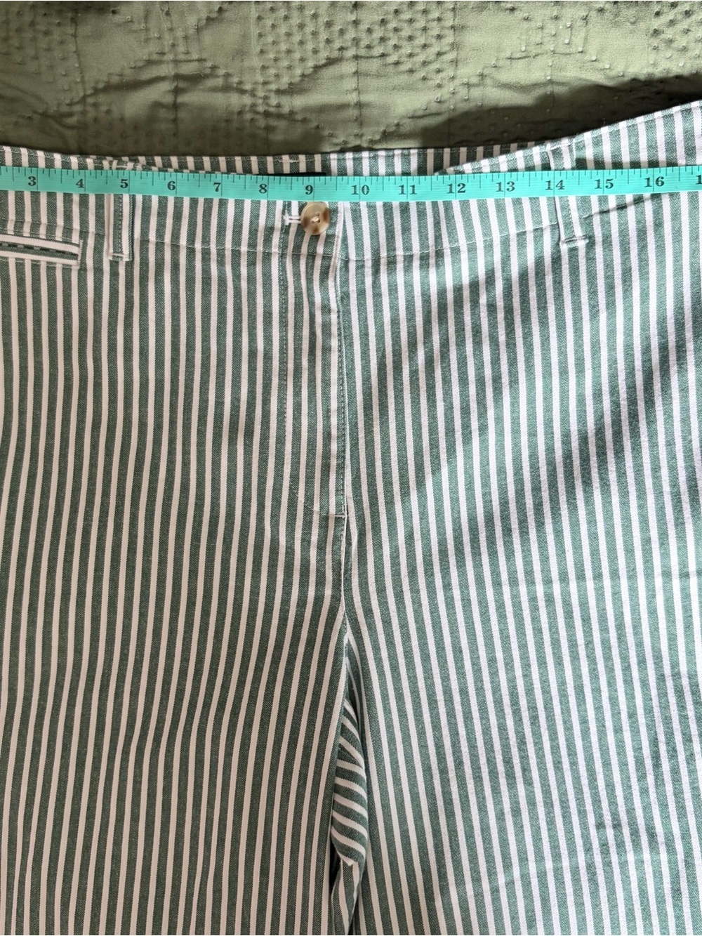 Talbots Green White Striped Wide Leg Crop Pants Size 14 Coastal Cottage - Picture 9 of 11
